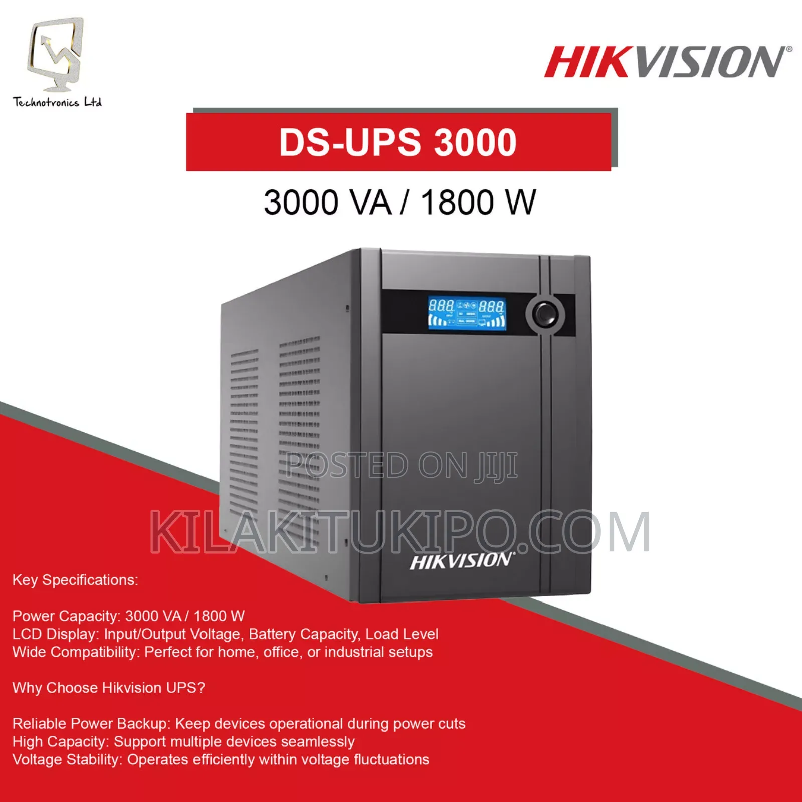 Ds-Ups 3000va Smart Hikvision Backup Series Ups