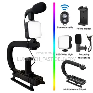 Video Making Kit With Portable Handheld Stabilizer for Phones/Cameras