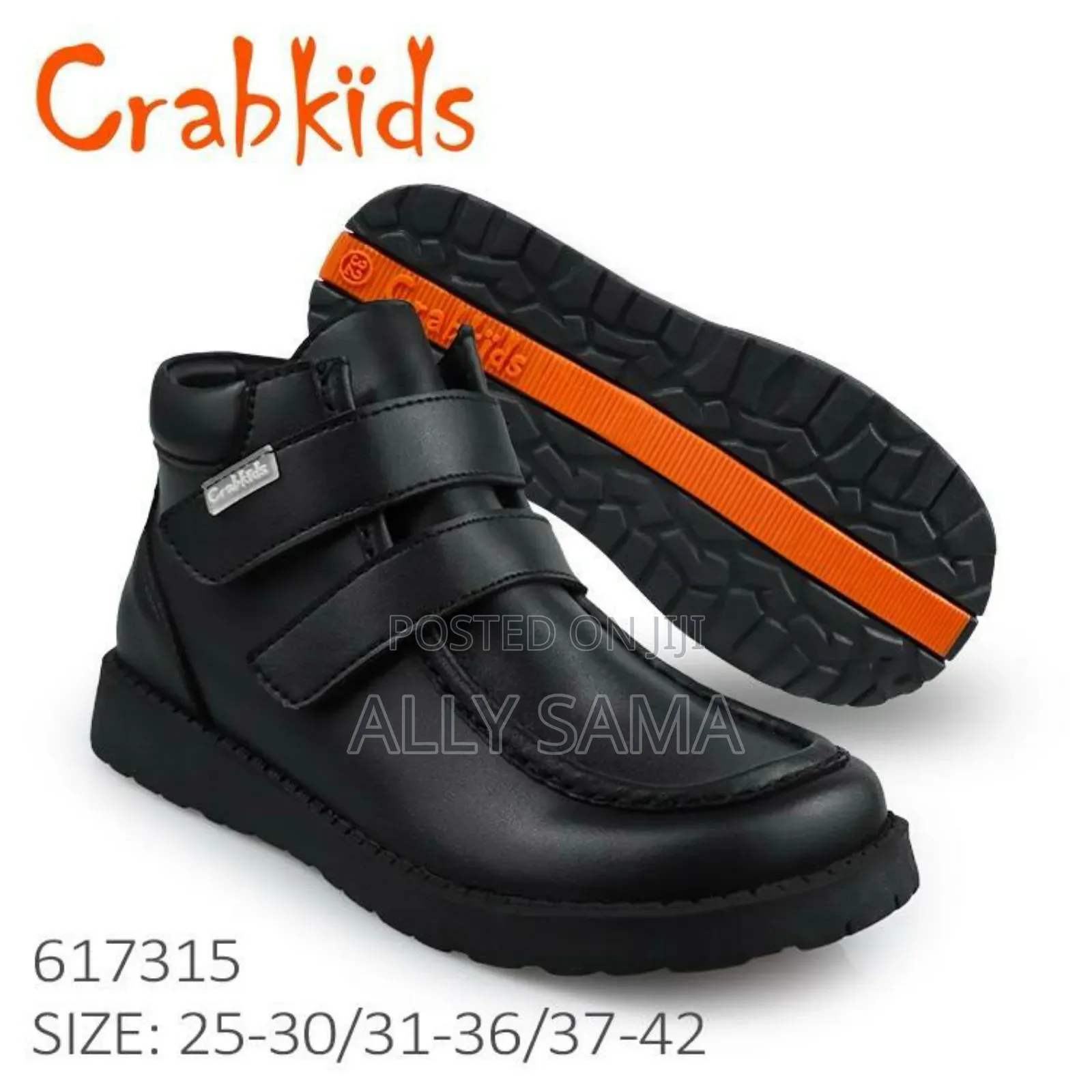 School Shoes Boots Crab Kids Full Black Material Leather