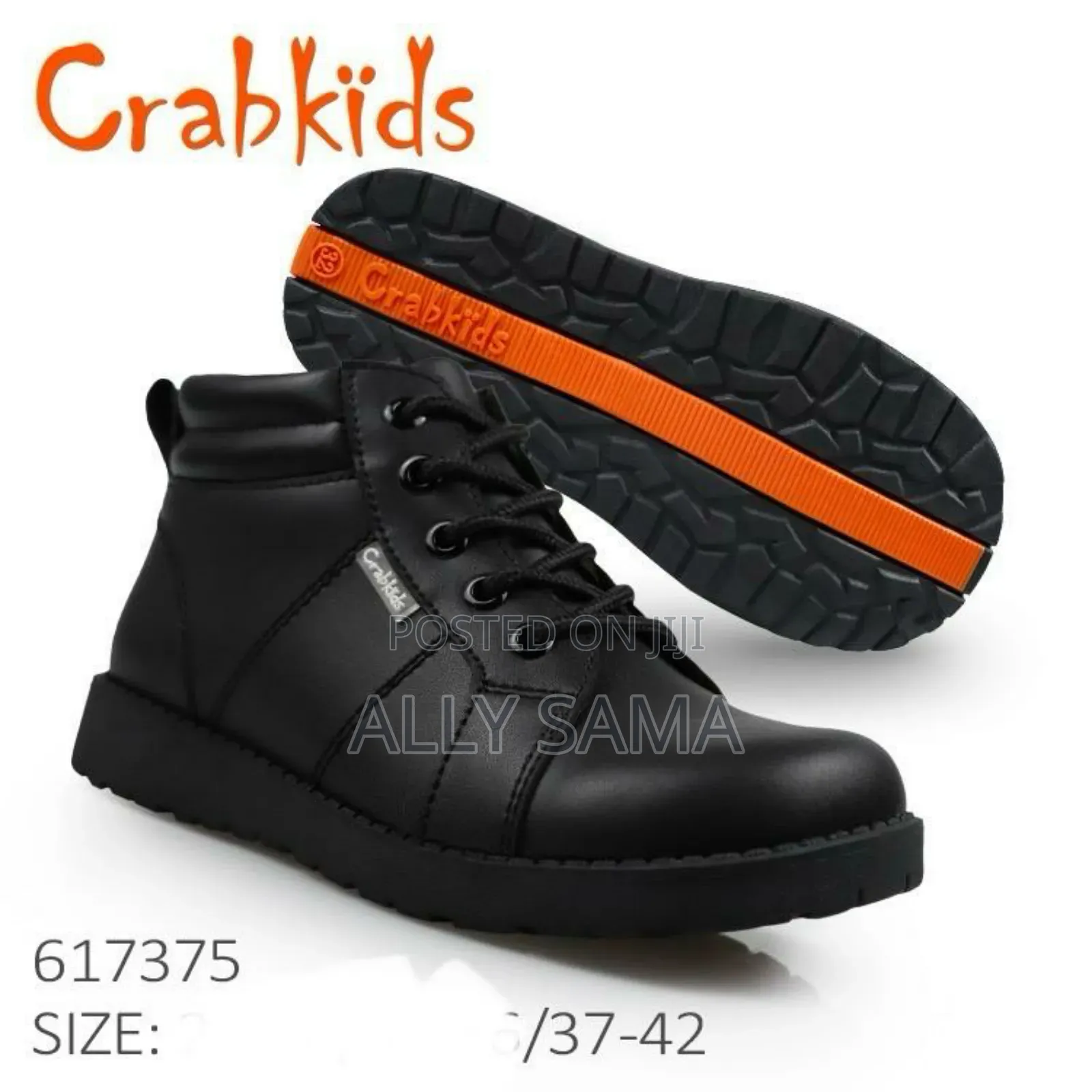 School Shoes Boots Crab Kids Full Black Material Leather