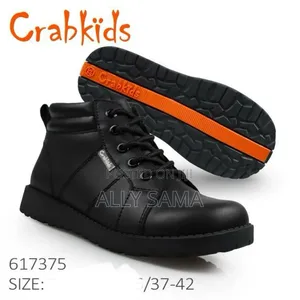 School Shoes Boots Crab Kids Full Black Material Leather