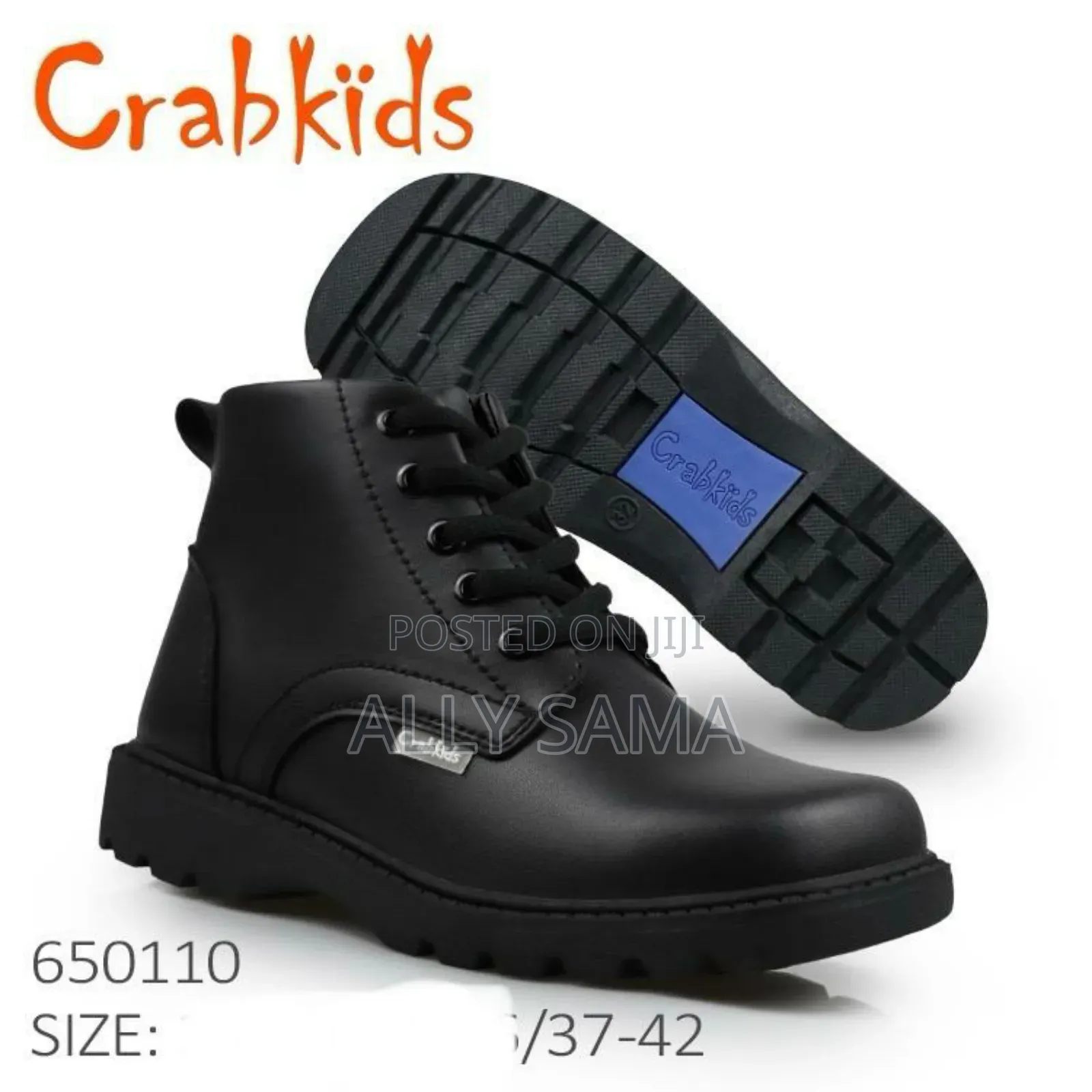 School Shoes Boots Crab Kids Full Black Material Leather