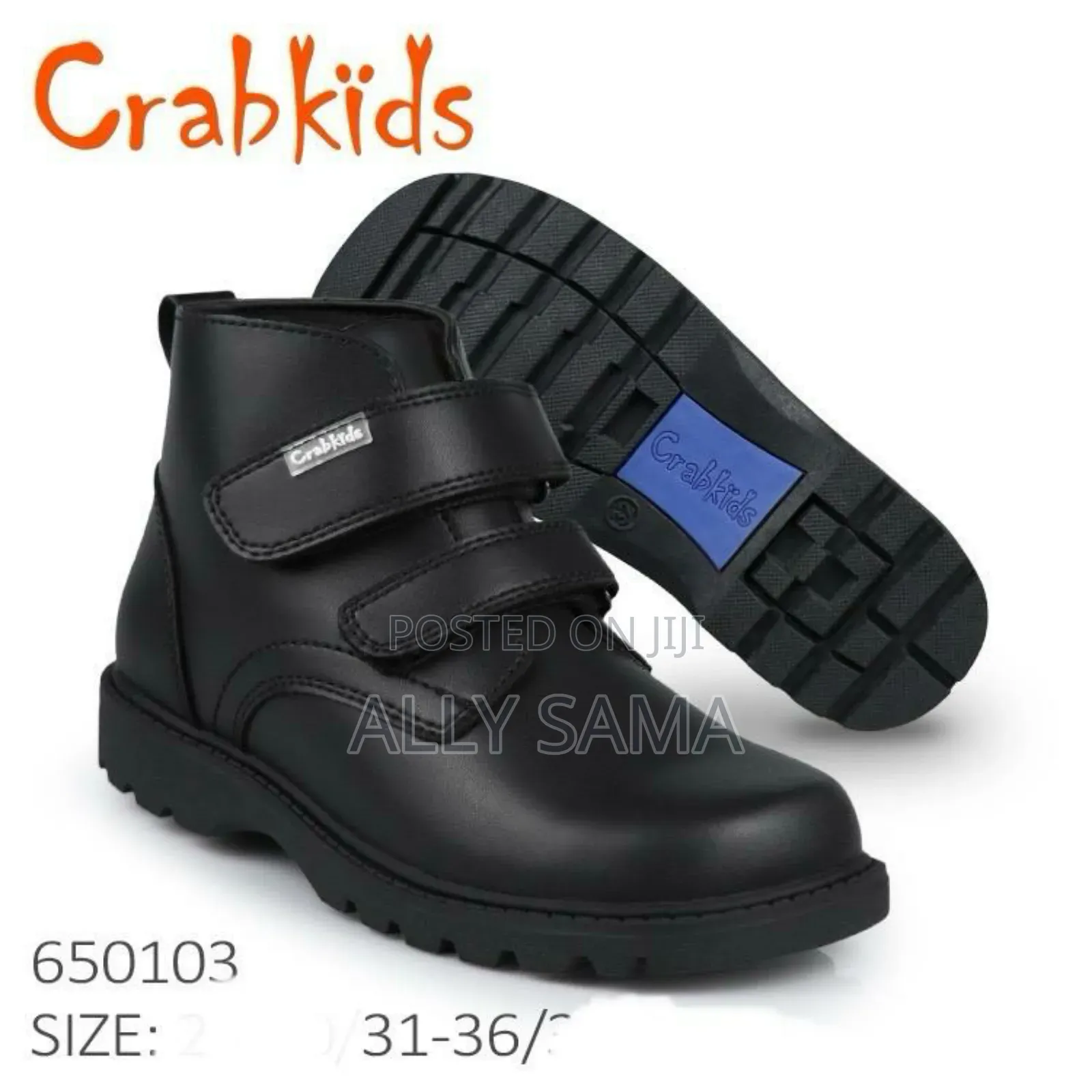 School Shoes Boots Crab Kids Full Black Material Leather