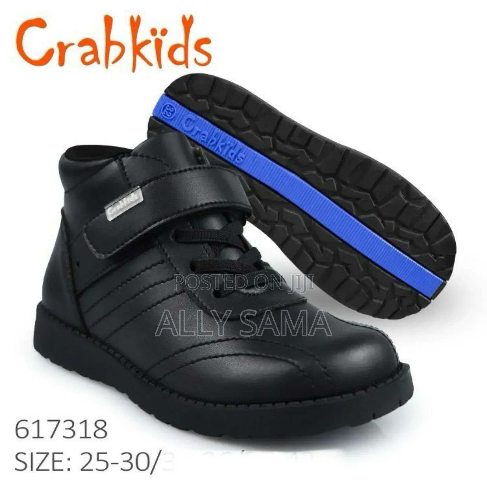 School Shoes Boots Crab Kids Full Black Material Leather
