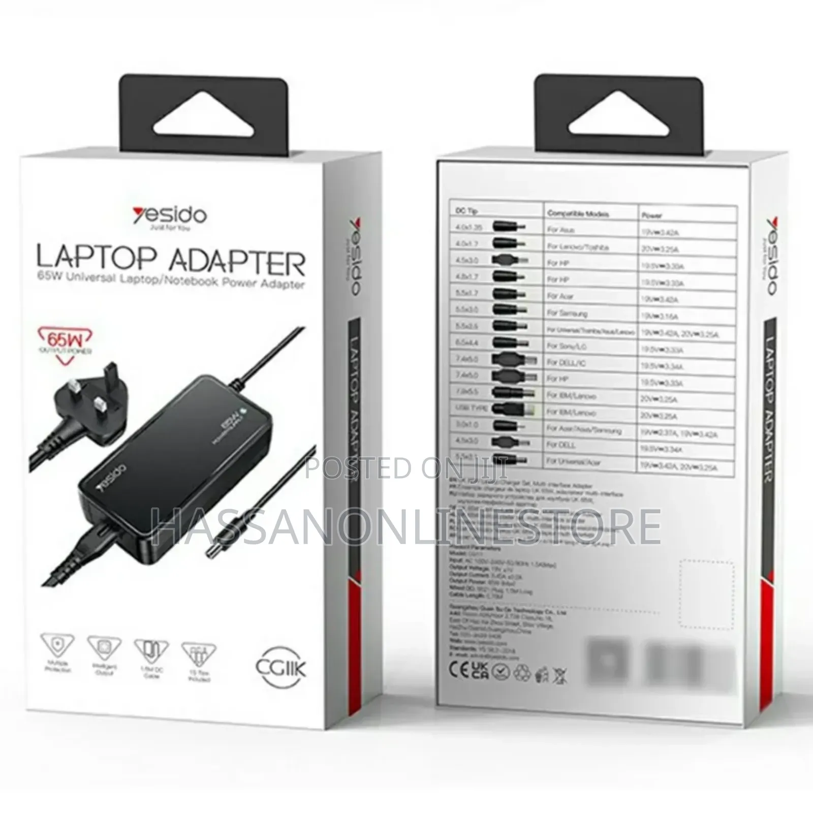 Yesido Cg11e Laptop Charger Kit 65w With 14 Dc Connectors - Uk Plug
