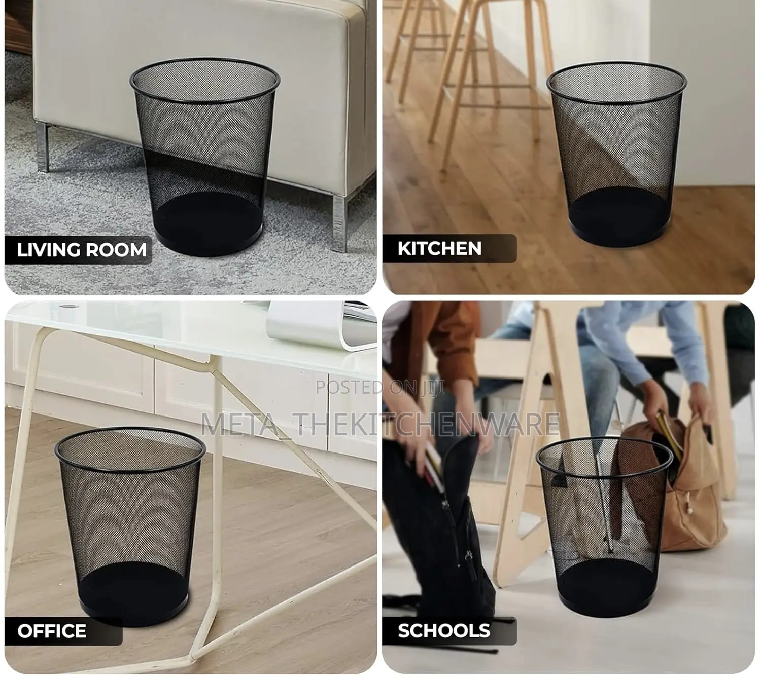 Round Net Metal Dustbin 33cm