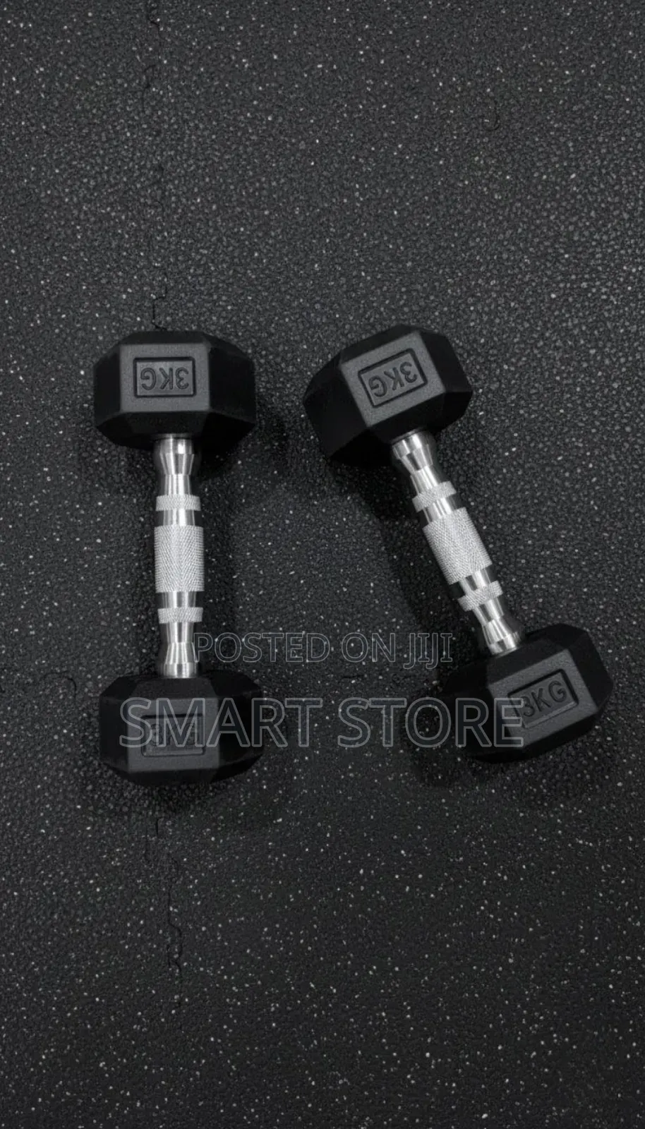 Hexagon Rubber Dumbbell 3kg – Heavy Duty