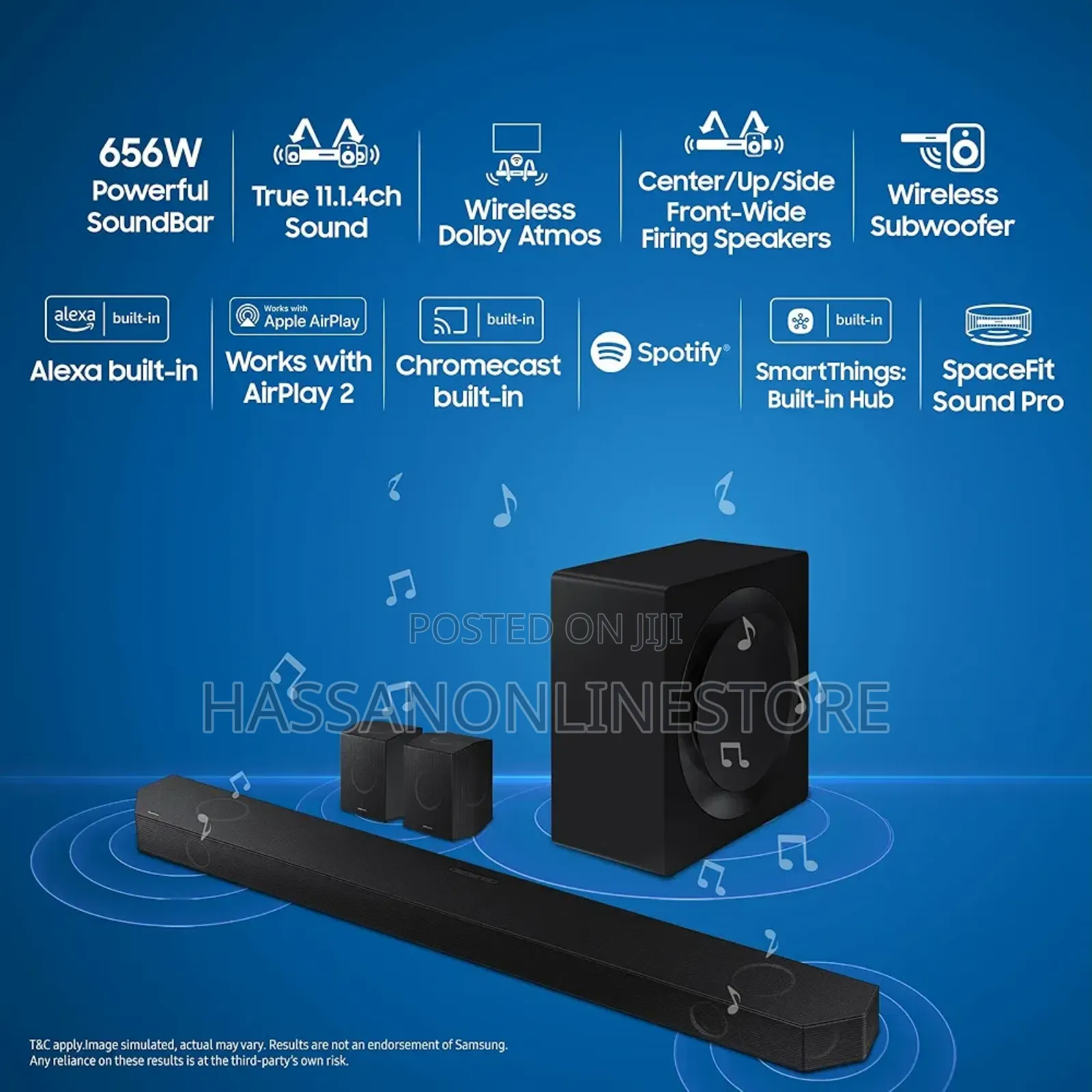 Samsung Q990d 11.1.4 656w Bluetooth Soundbar W/ Wireless Subwoofer