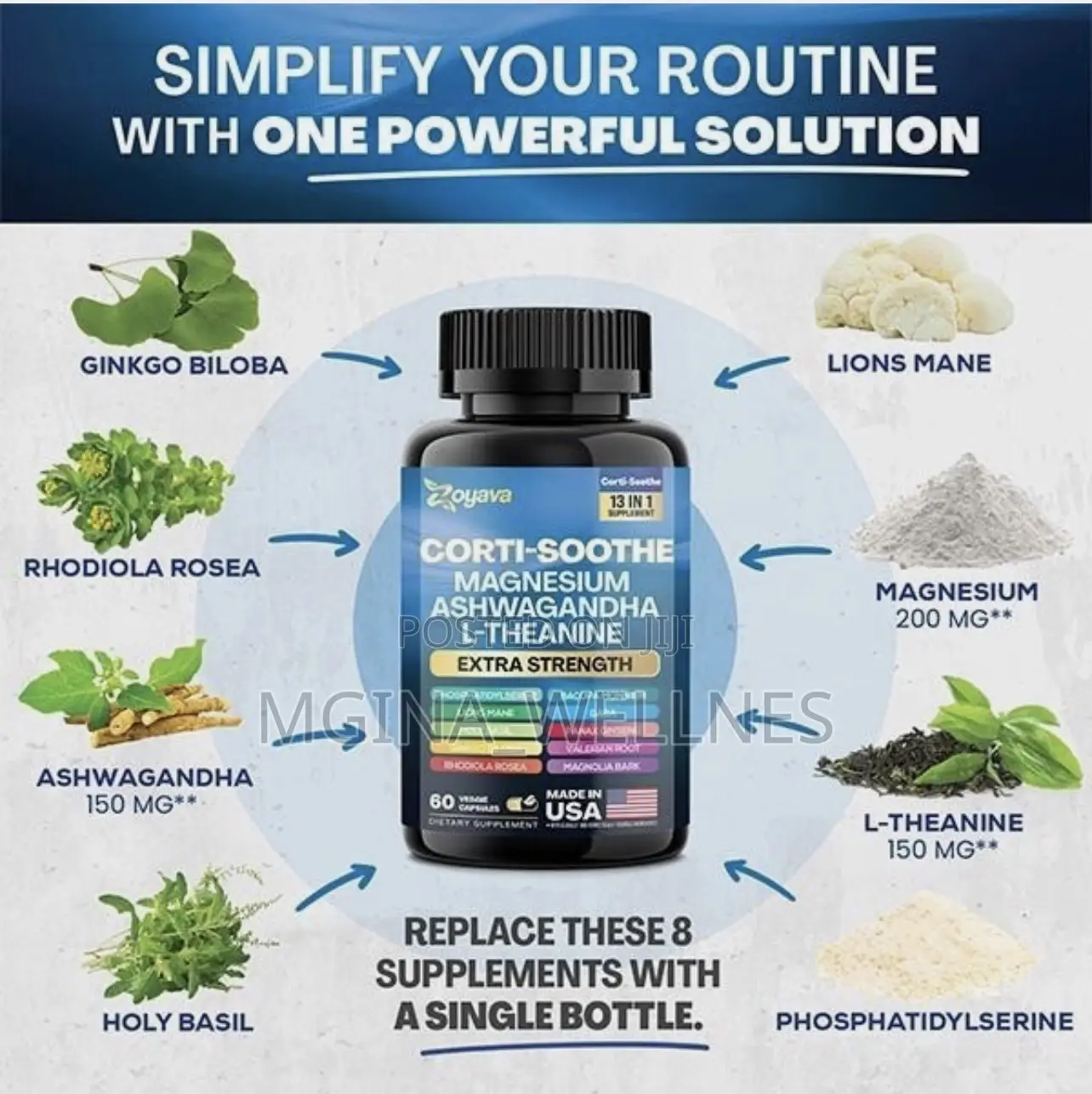 Corti-Soothe Magnesium,Ashwagandha,L-Theanine - Supports Cortisol