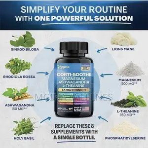 Corti-Soothe Magnesium,Ashwagandha,L-Theanine - Supports Cortisol