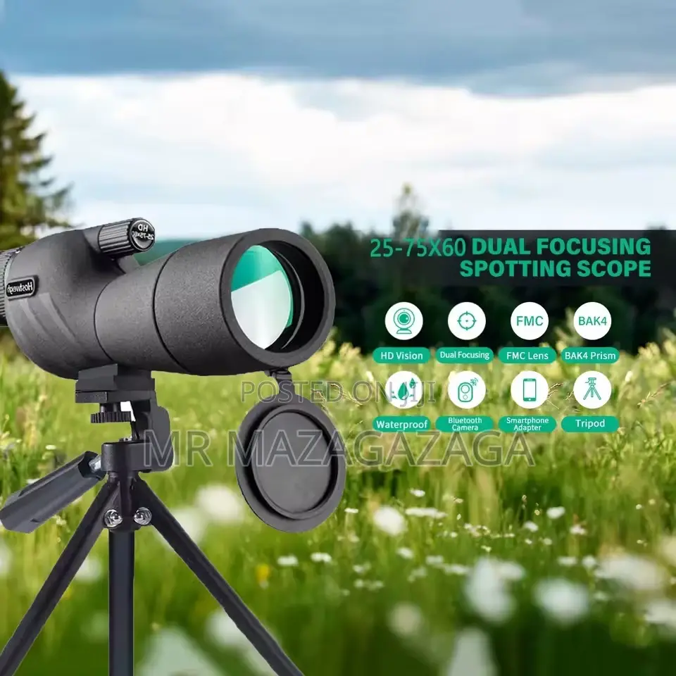 25–75×60 Dual Focusing Spotting Scope With Stand