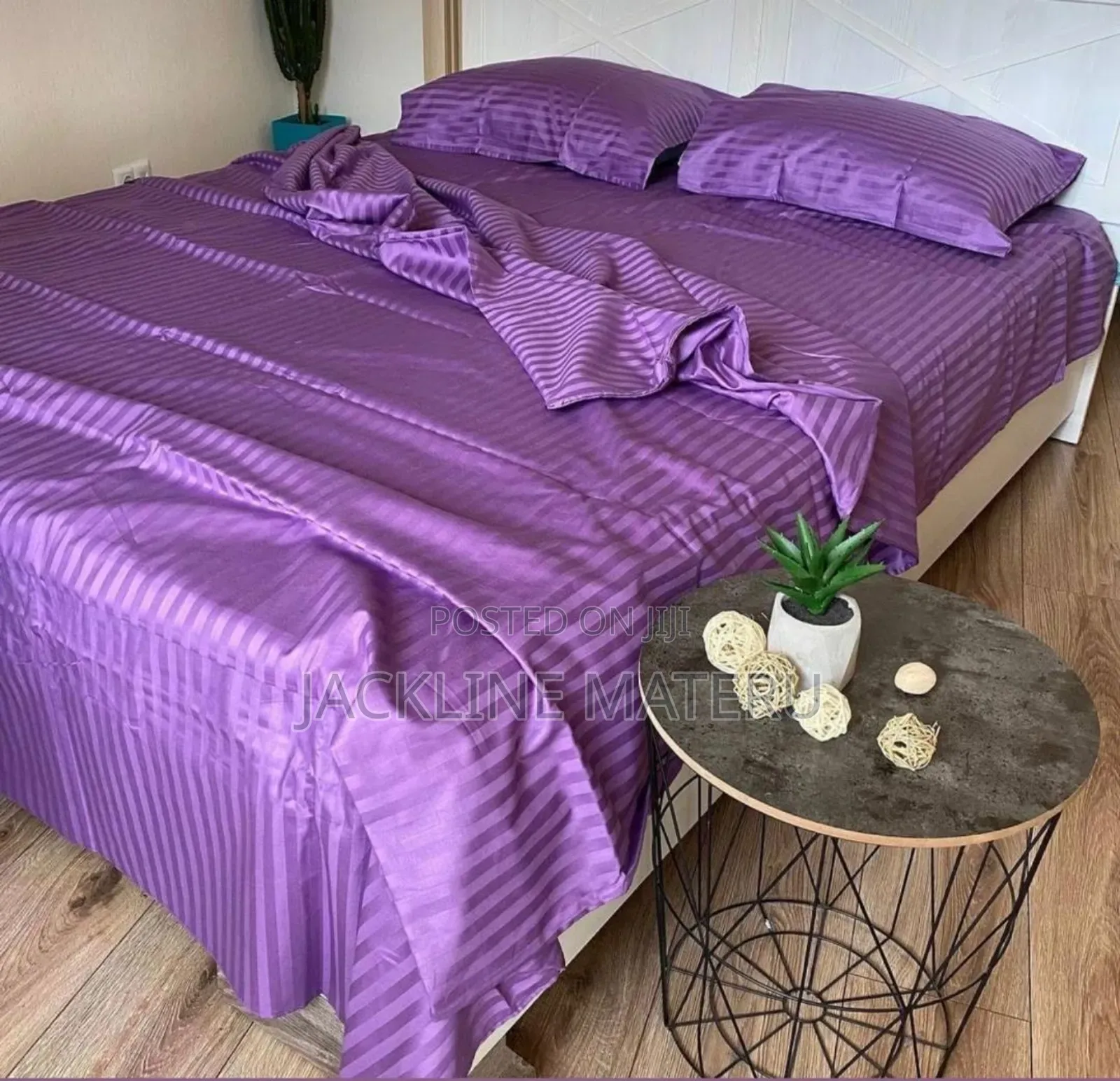 Shuka Za Uganda Zenye Strips 2 Bedsheets+ 4 Pillow Cases Pure Cotton