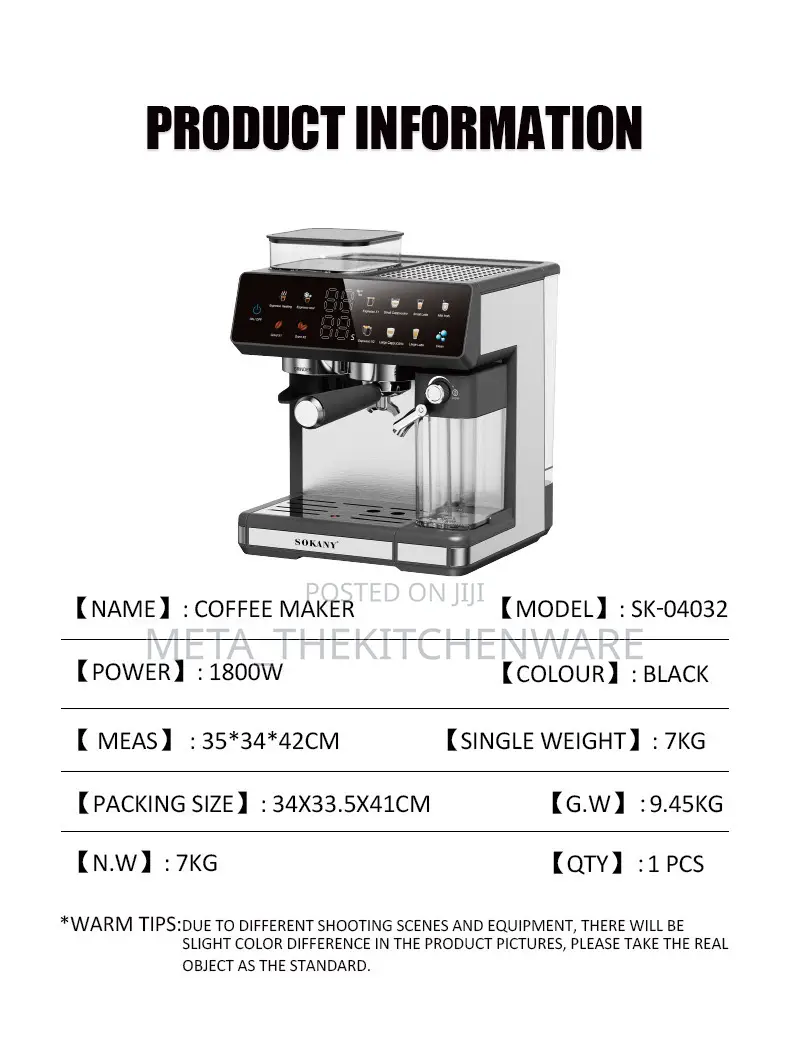 Sokany 4 in 1 Automatic Espresso Coffee Machine