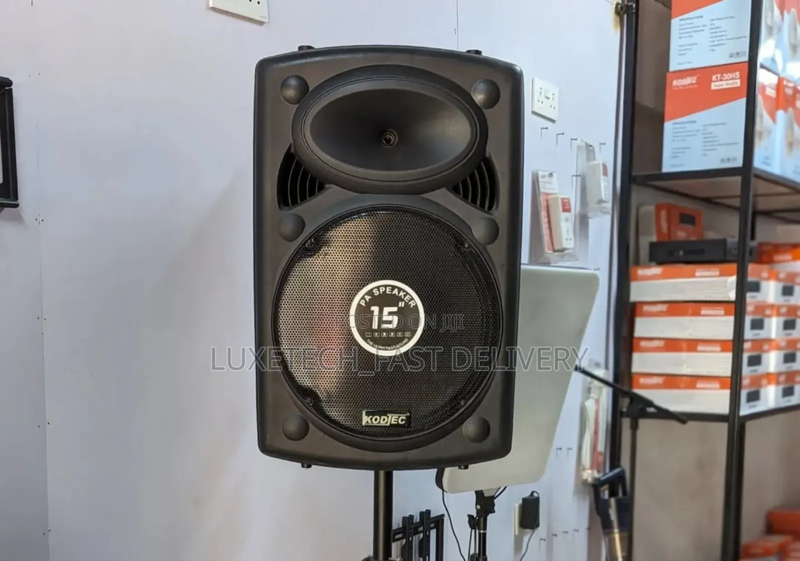 Kodtec 15-Inch Rechargeable Pa Speaker With 2 Wireless Microphones
