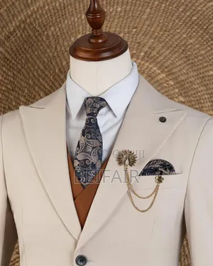 Beige and Brown Double Button Suit
