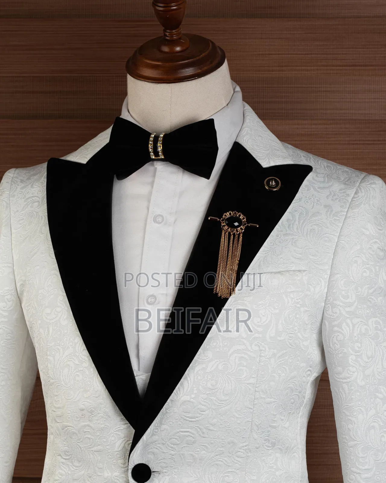 White Suit Black Taxedo Suit