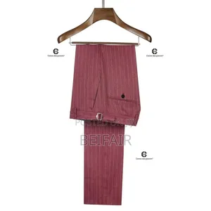 Peach Suit White Stripes Double Button Suit