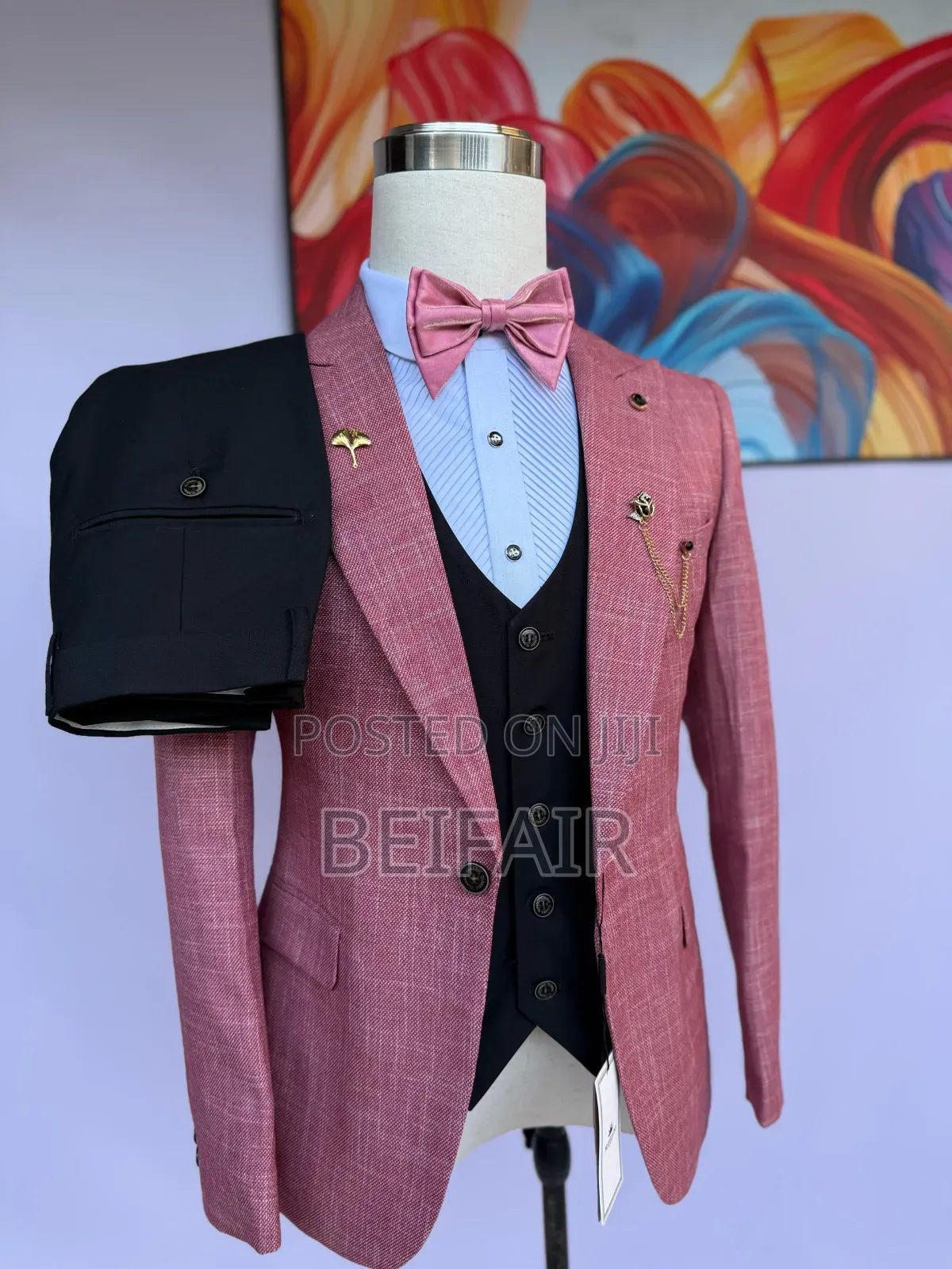 Peach and Black Mix Suit