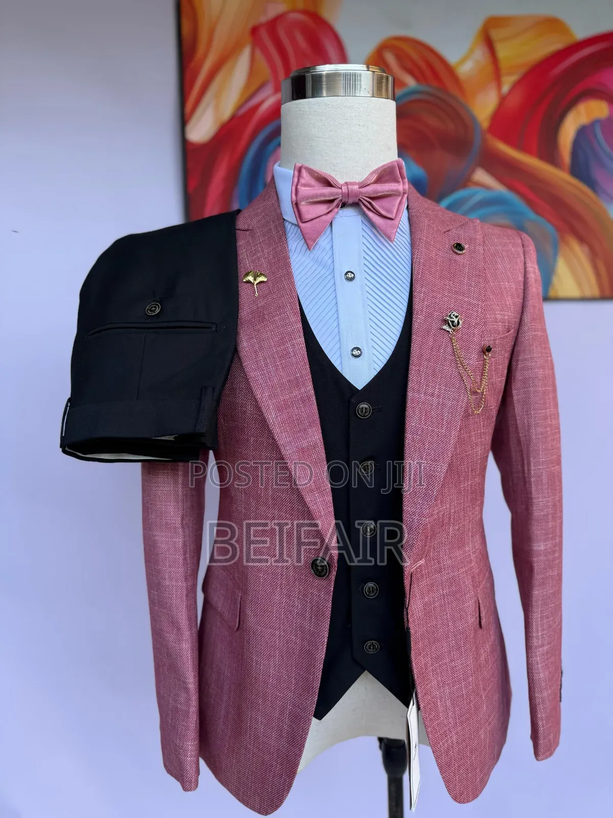 Peach and Black Mix Suit
