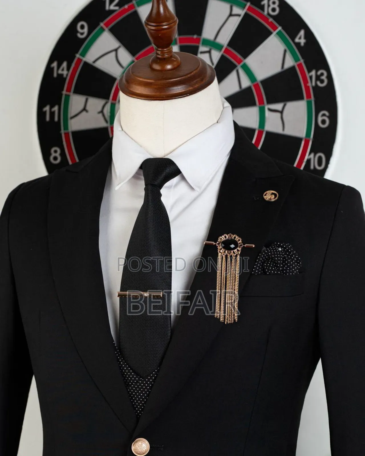 Gold Button Black Suit