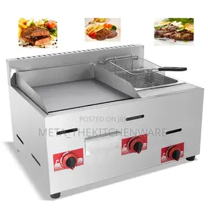 Commercial Gas Griddle Chapati 4 Size With Electric Fryer 6l