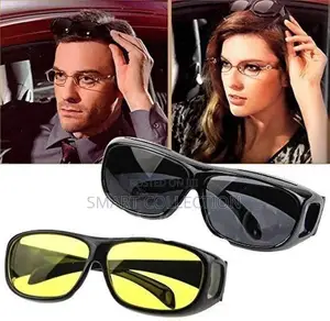 2 In 1hd Night Vision Wrap Arounds Driving Sunglasses