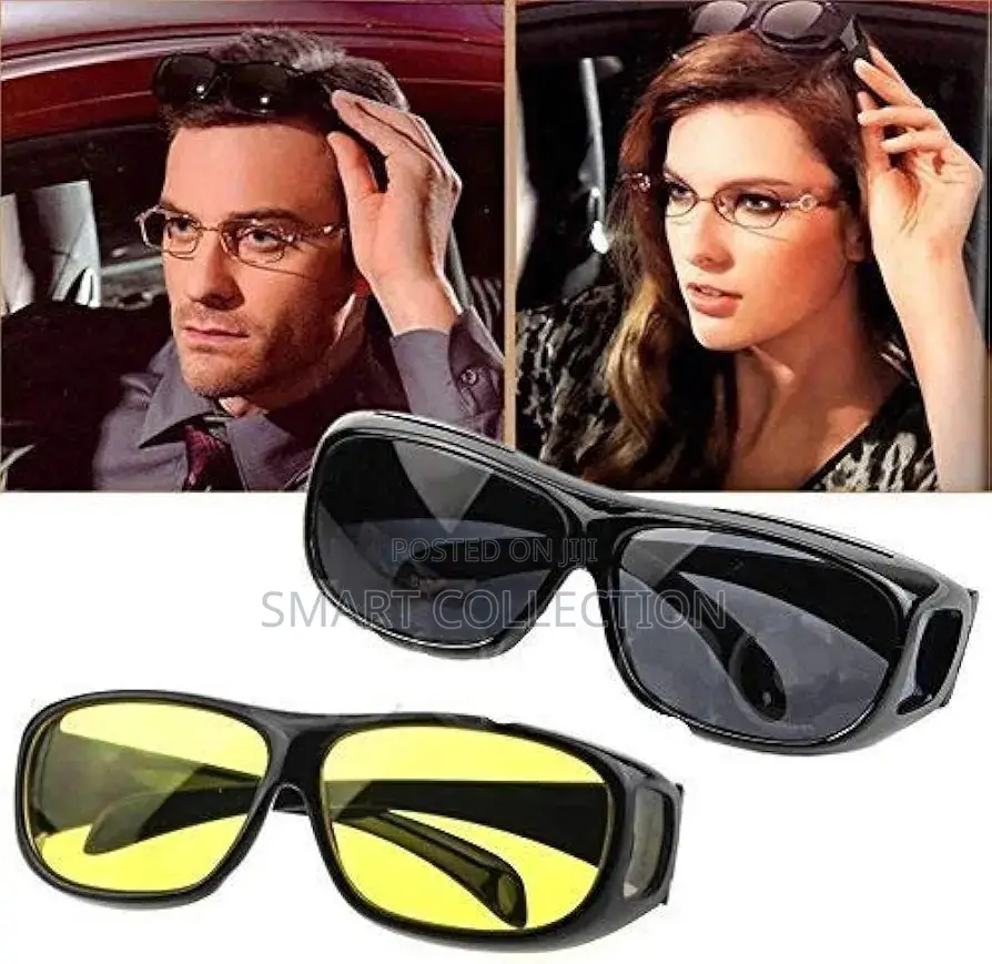 2 In 1hd Night Vision Wrap Arounds Driving Sunglasses