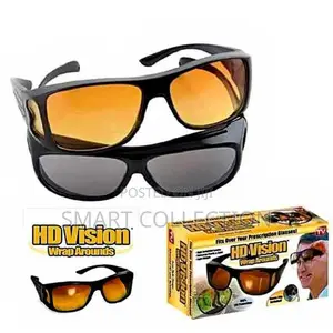 2 In 1hd Night Vision Wrap Arounds Driving Sunglasses