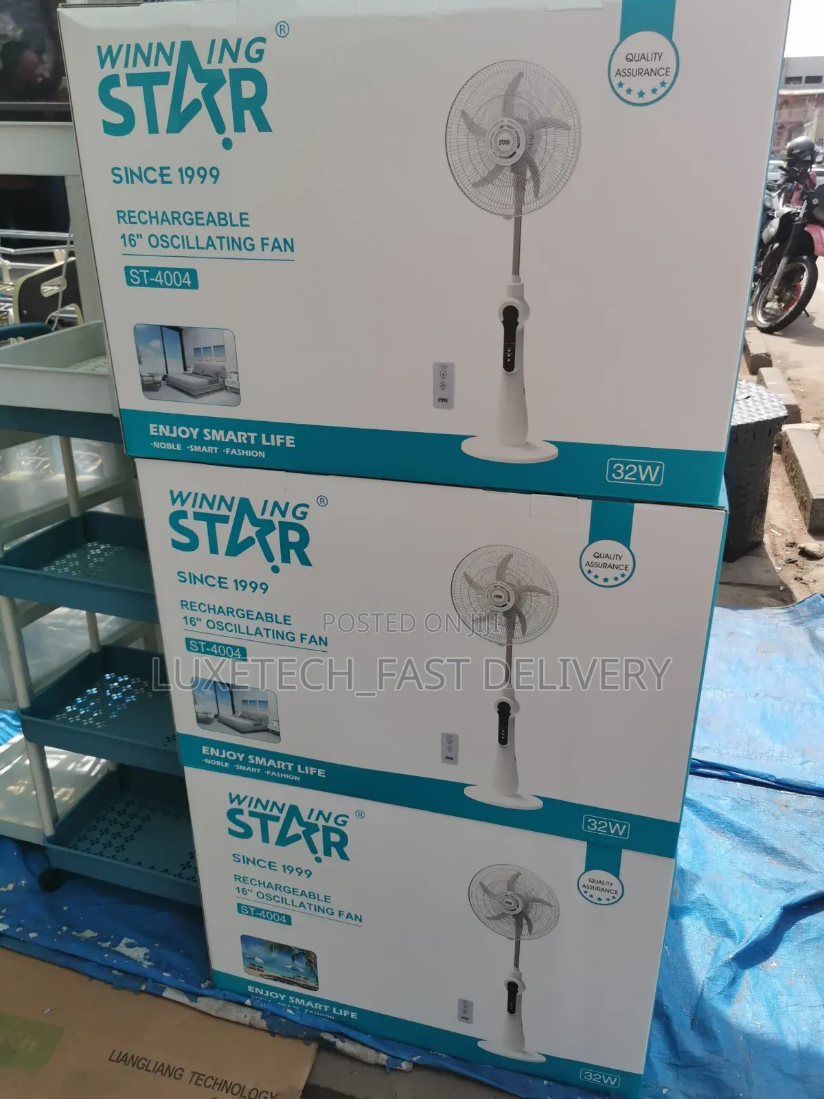 Winning Star St-4004 Rechargeable Oscillating Stand Fan Remote Control