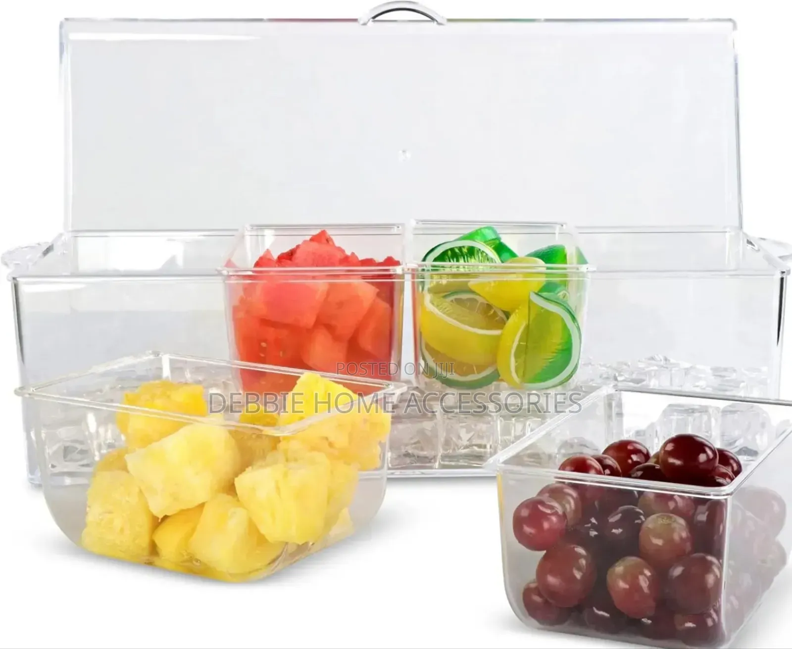 Condiment Tray With Ice Chamber(4 Removable Fruit Tray) In 1