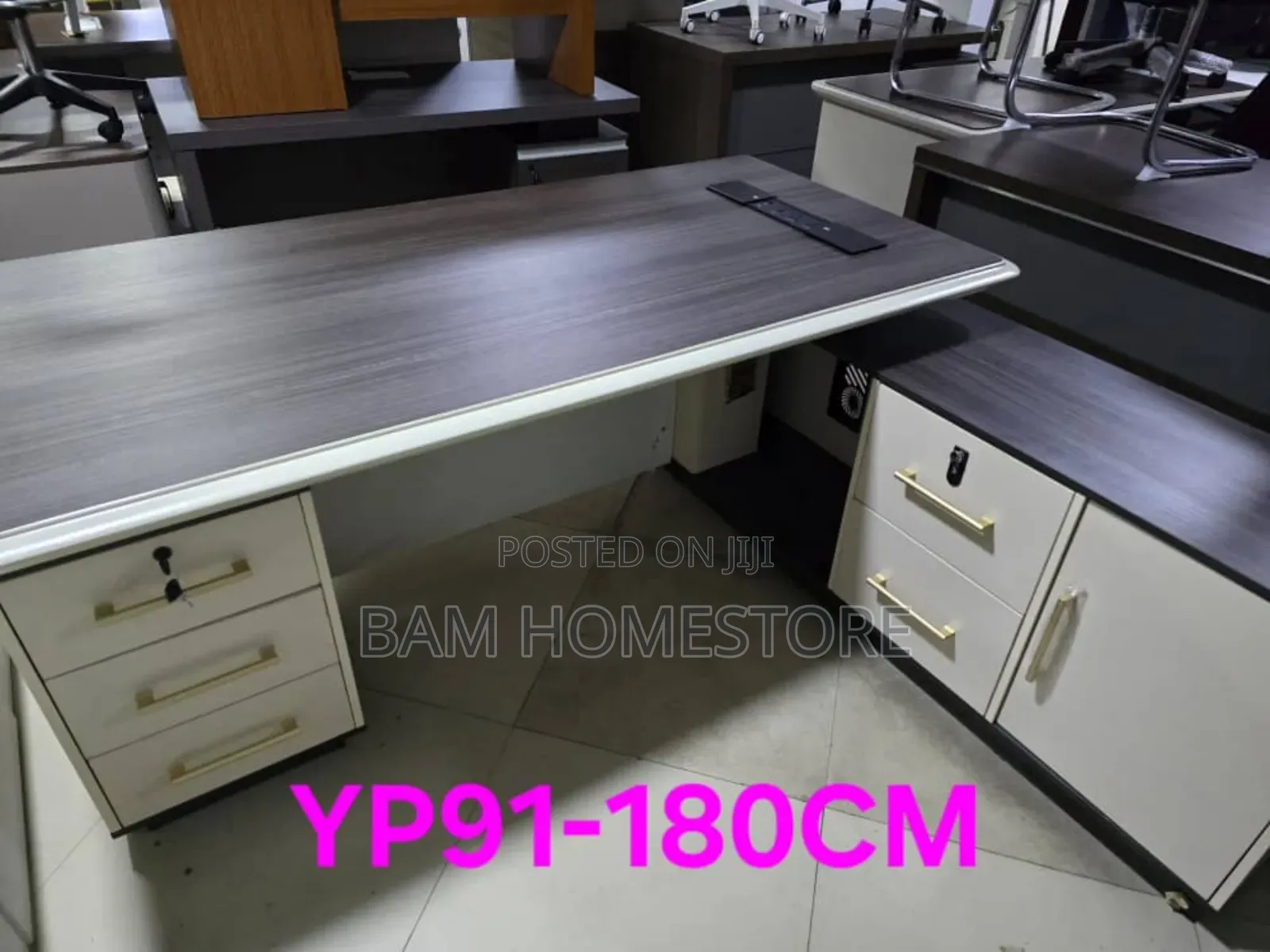 Executive Two-Tone Desk With Side Cabinet (Yp91-180cm)