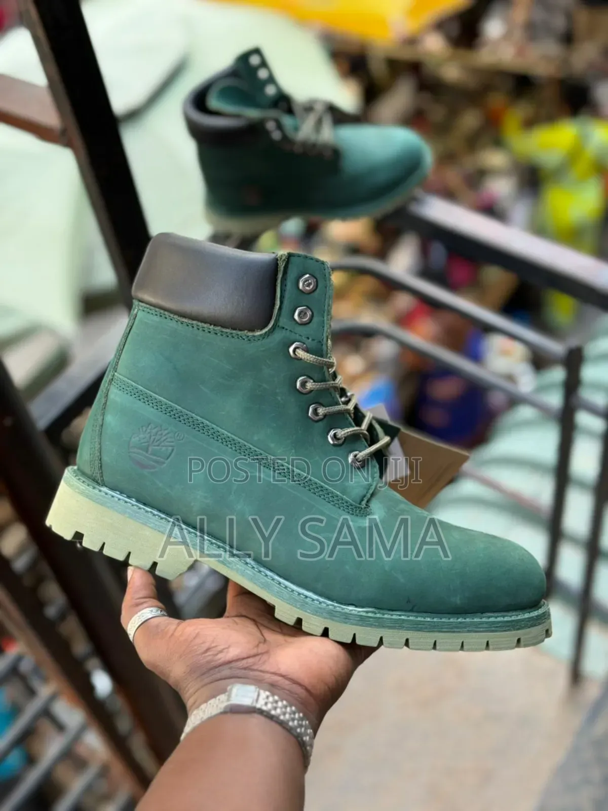 Men's Boots Timberland Color Green Material Pure Leather
