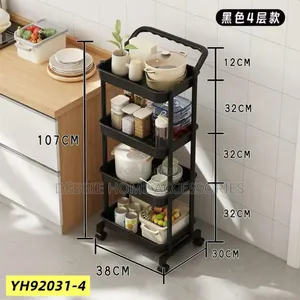 Black 4-Tier Rolling Utility Cart
