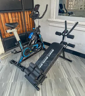 Spinning Exercise Bike + Multifunctional Sit-Up Bench Combo