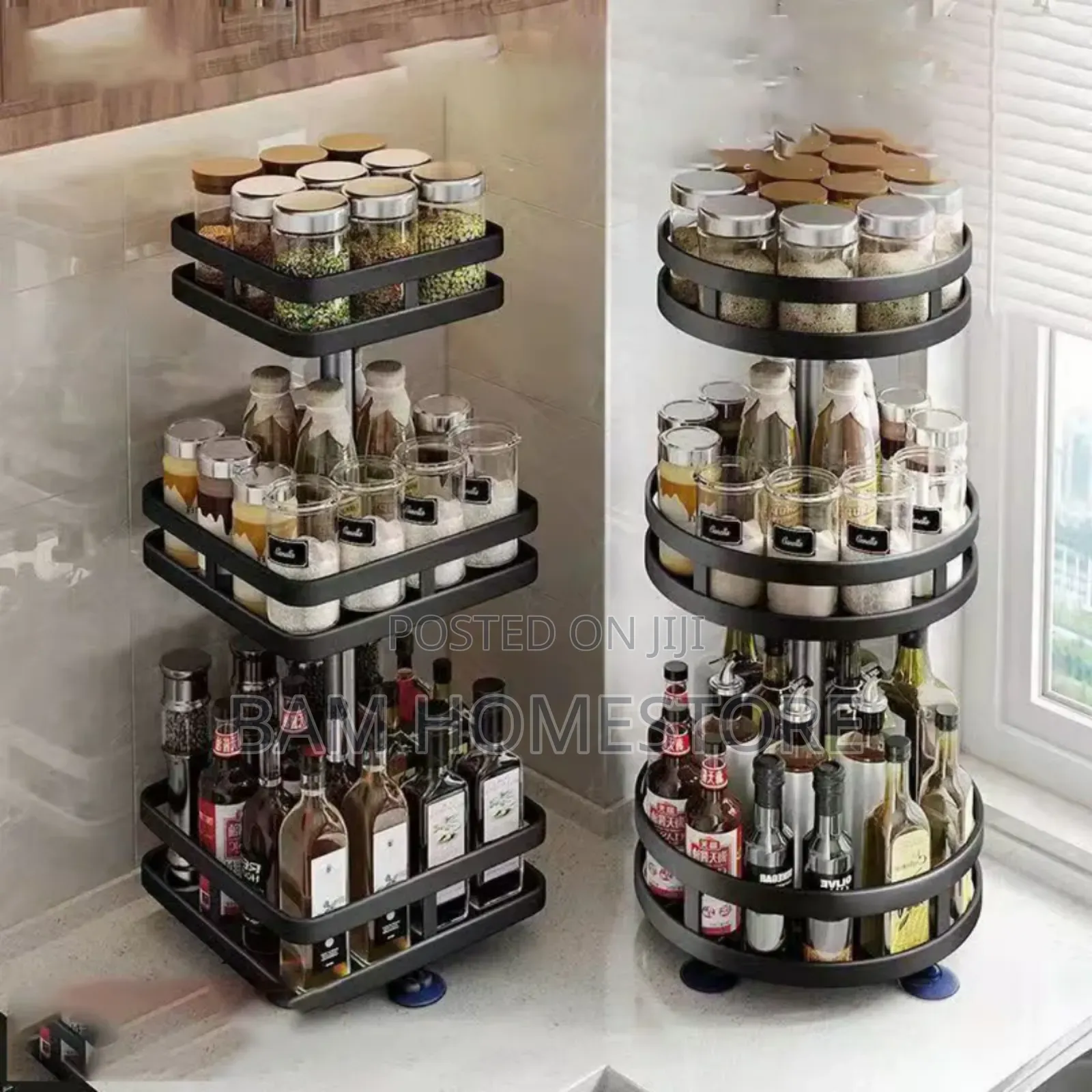 Adjustable 3-Tier Kitchen Spice Condiment Rack