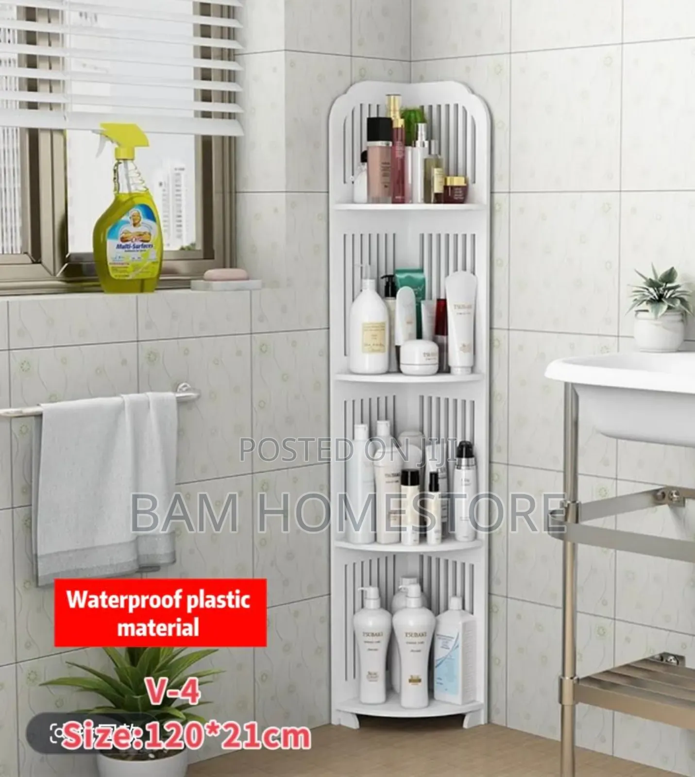 5-Tier Waterproof Corner Shelf Unit (120x21cm)