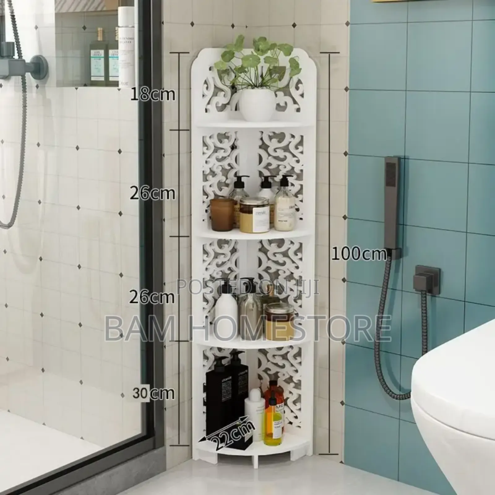 5-Tier Waterproof Corner Shelf Unit (120x21cm)