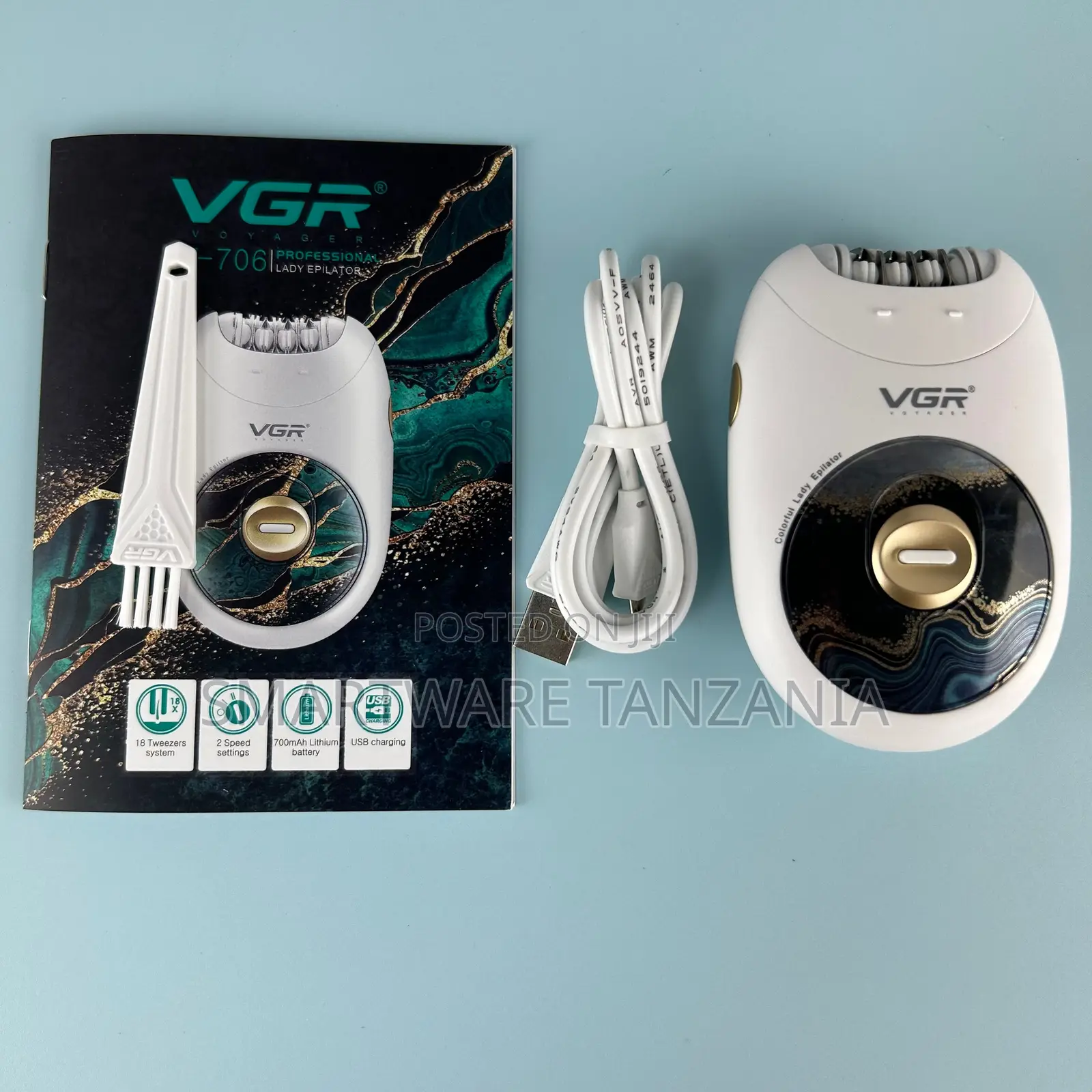 VGR 706 Rechargeable Lady Epilator Hair Removal 18 Tweezers