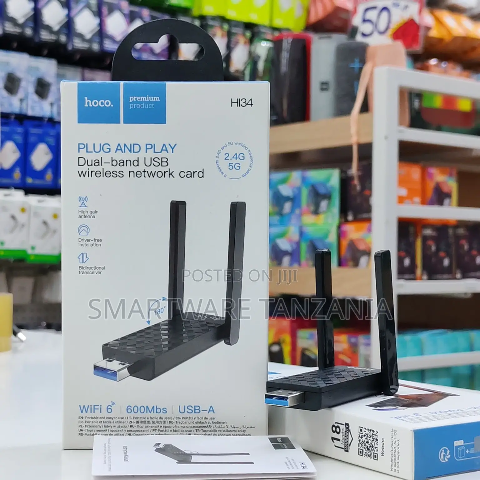 Hoco Hi34 Wifi 6 Usb Adapter Dual Band 600mbps High Gain Antenna