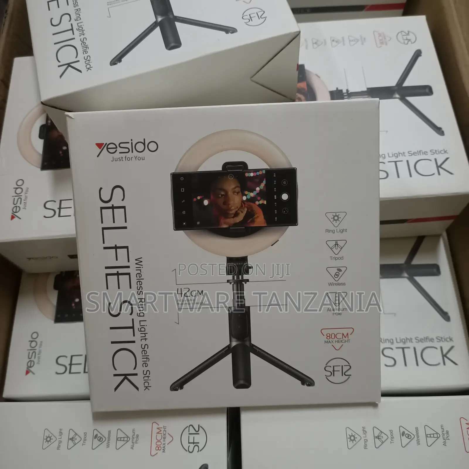 Yesido Sf12 Wireless Ring Light Selfie Stick Tripod 80cm Max Height
