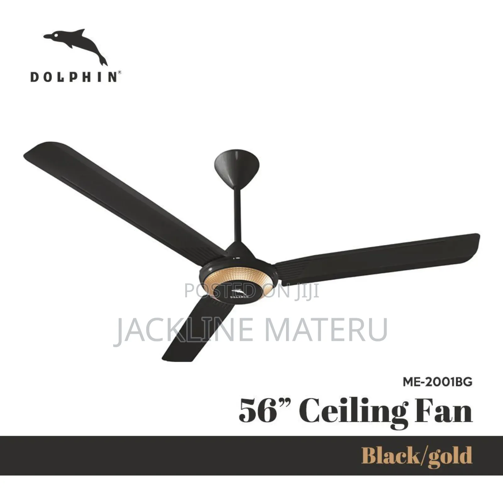 Dolphin Ceiling Fan Kubwa Size 56 Black/Gold