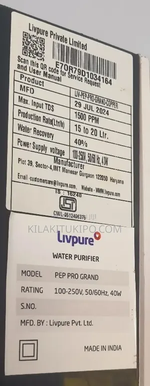 Livpure Purifier Water From Any Source Glitz Silver Ro+Uf+Mineralizer
