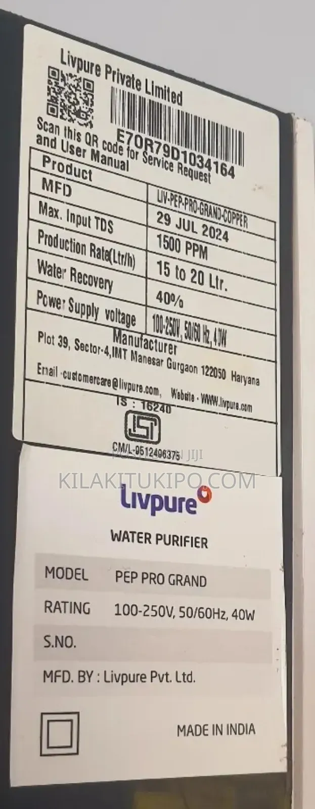 Livpure Purifier Water From Any Source Glitz Silver Ro+Uf+Mineralizer
