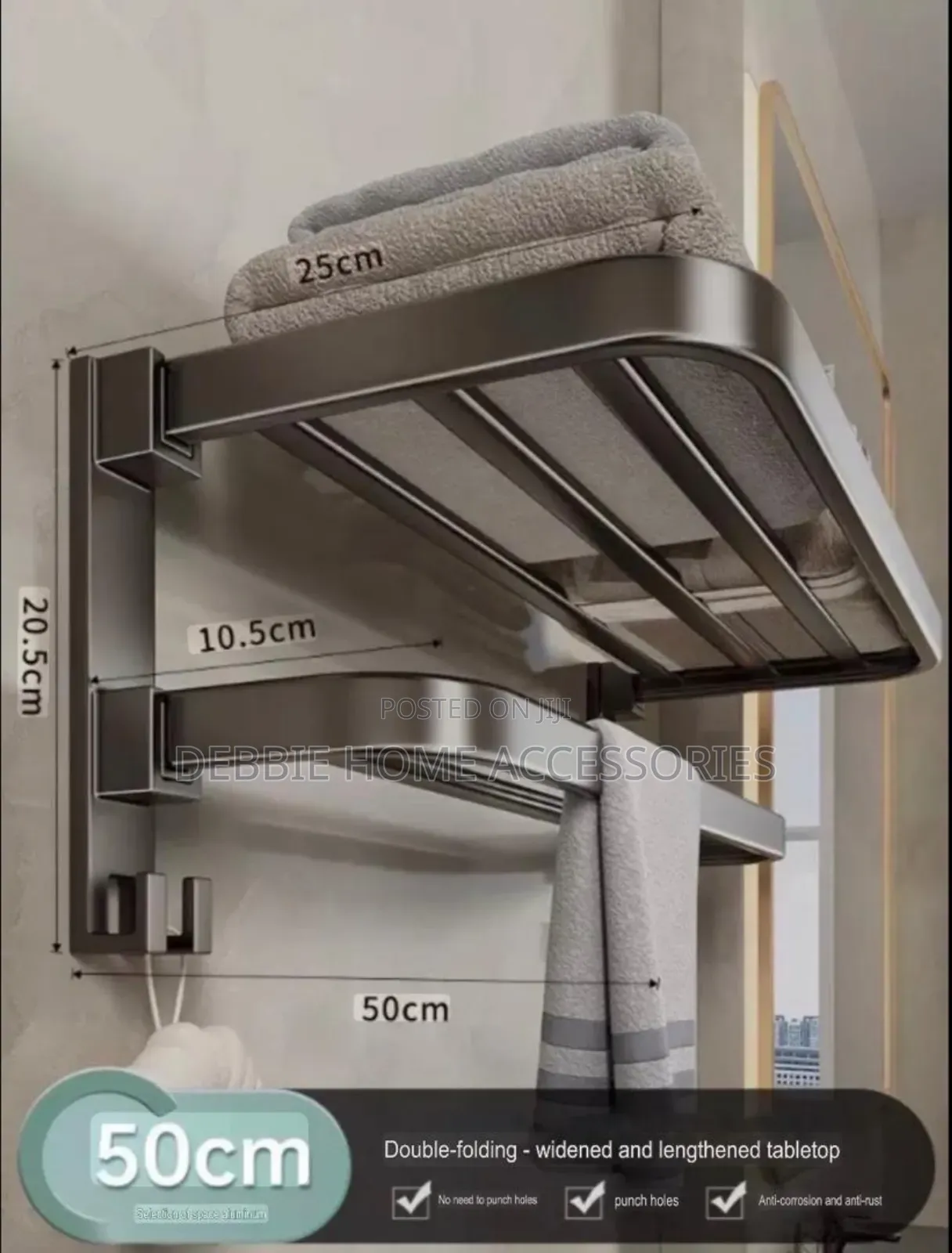 Wall-Mounted Double-Folding Towel Rack