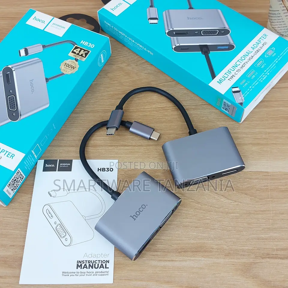 Hoco Hb30 Usb-C Hub Hdmi Vga Usb 3.0 100w Pd Charging Adapter