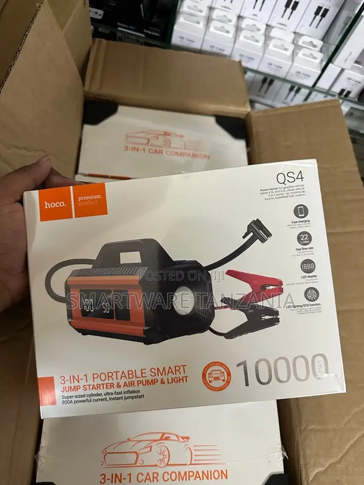 Hoco Qs4 3-in-1 Jump Starter Air Pump 10000mah Car Emergency
