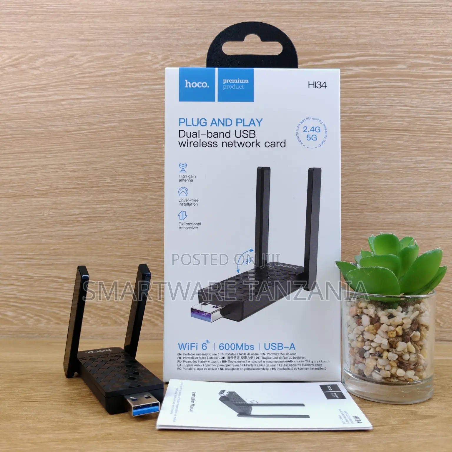 Hoco Hi34 Usb Wifi Adapter Dual Band 600mbps Wifi 6 Pc Wireless