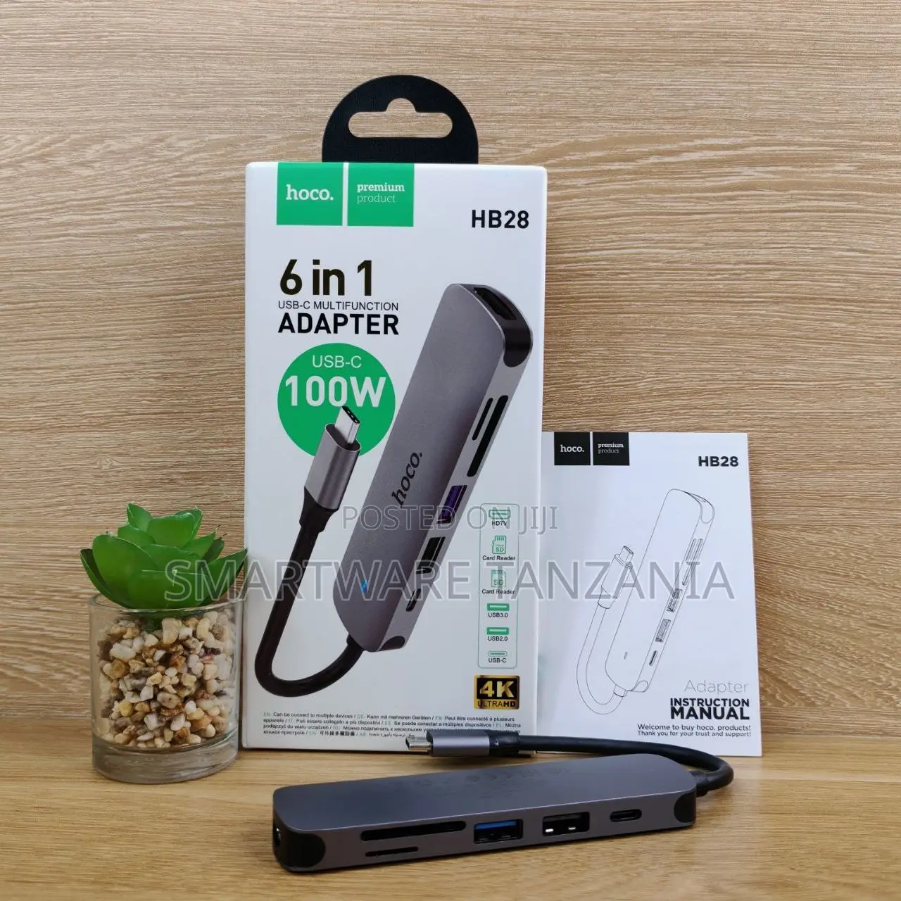 Hoco Hb28 Usb C Hub 6 In 1 Adapter Hdmi 100w Pd Card Reader