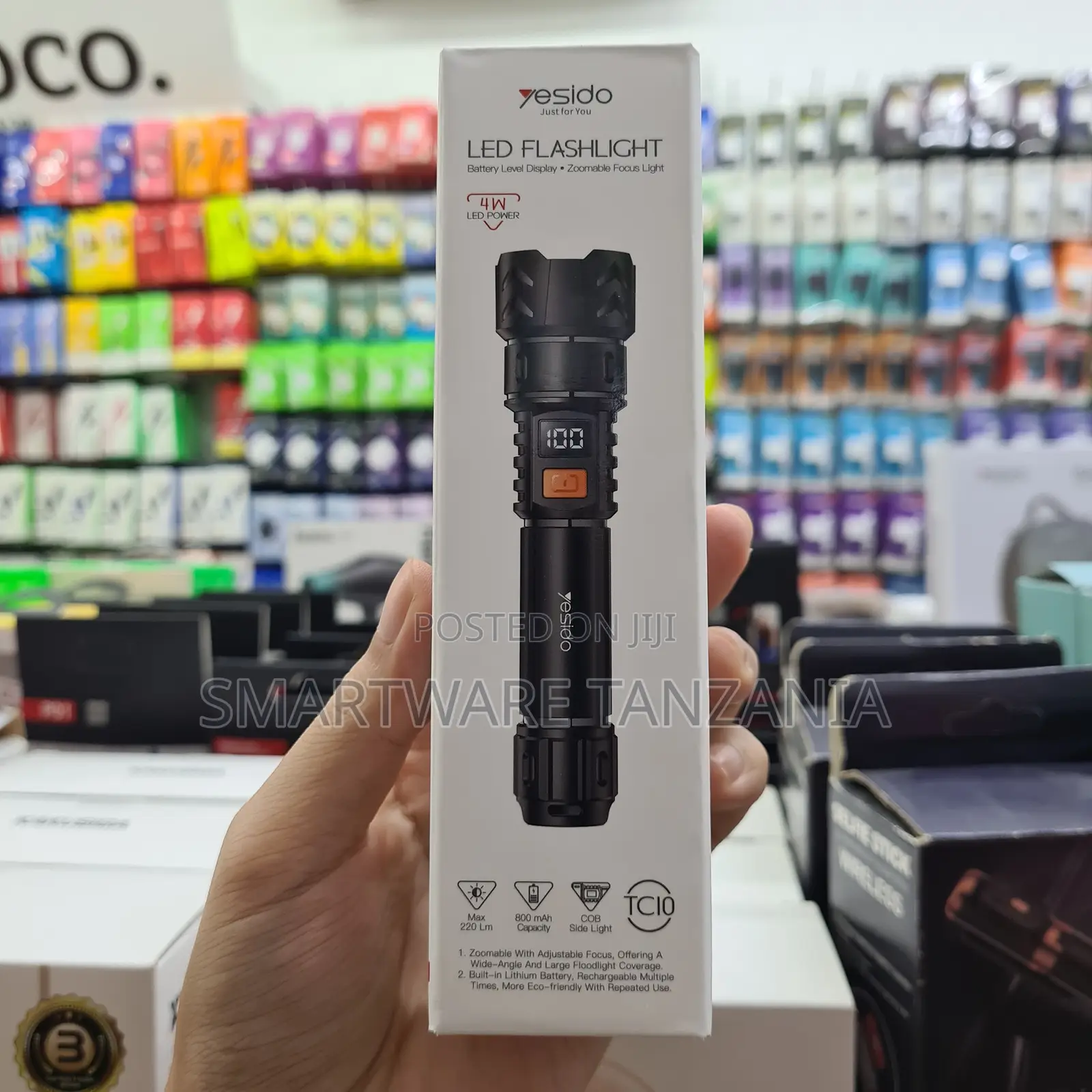 Yesido Tc10 Led Flashlight 4w Zoomable Rechargeable Cob Side Light