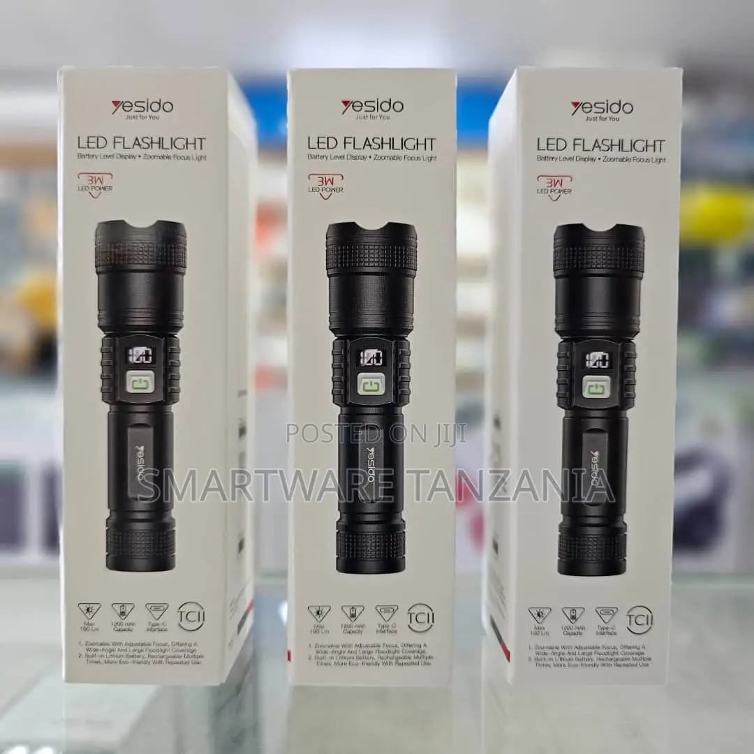Yesido Tc11 Led Flashlight 3w Rechargeable Type-C Zoomable Torch